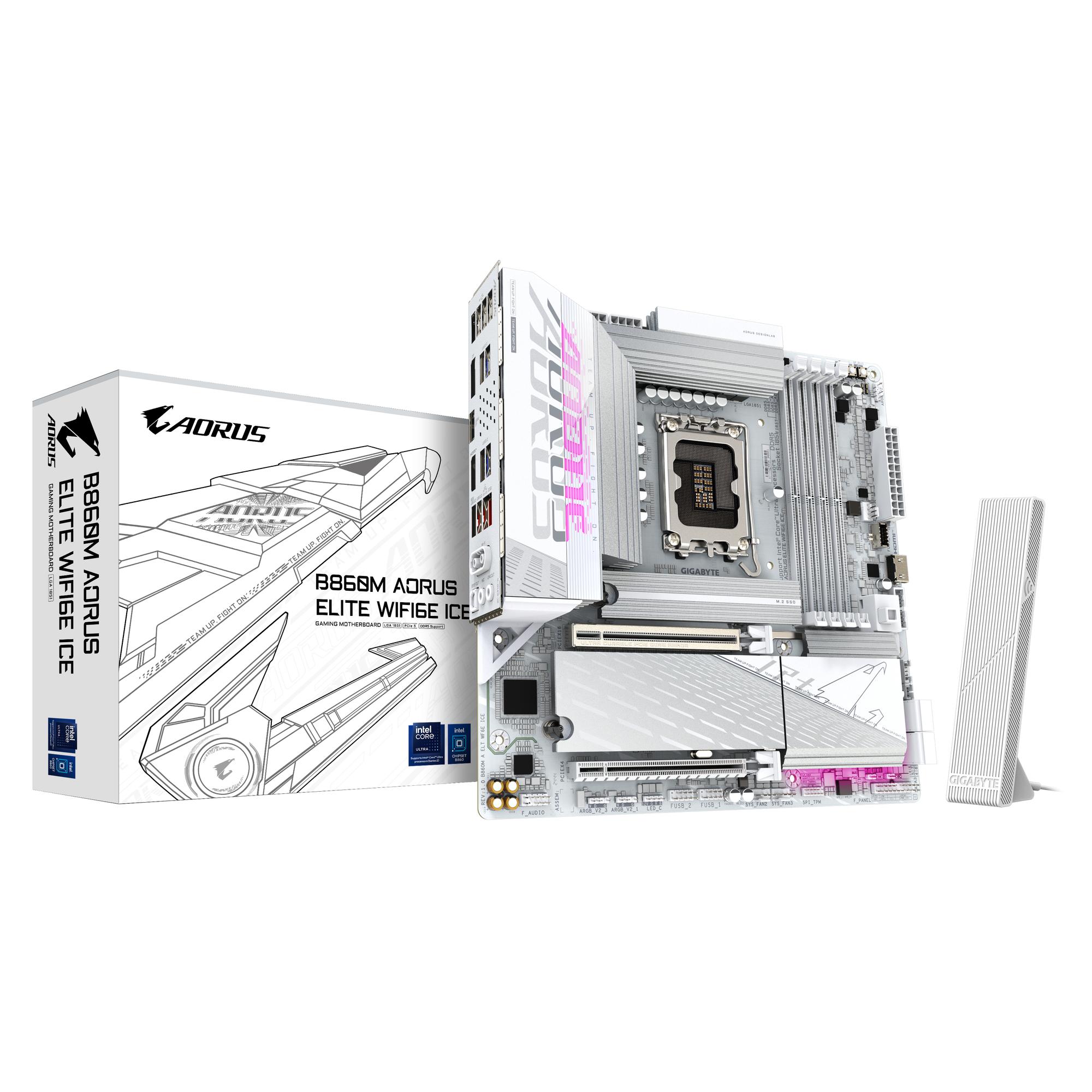 GIGABYTE Mainboard B860M AORUS ELITE WIFI6E ICE / B860M A ELT WF6E ICE White