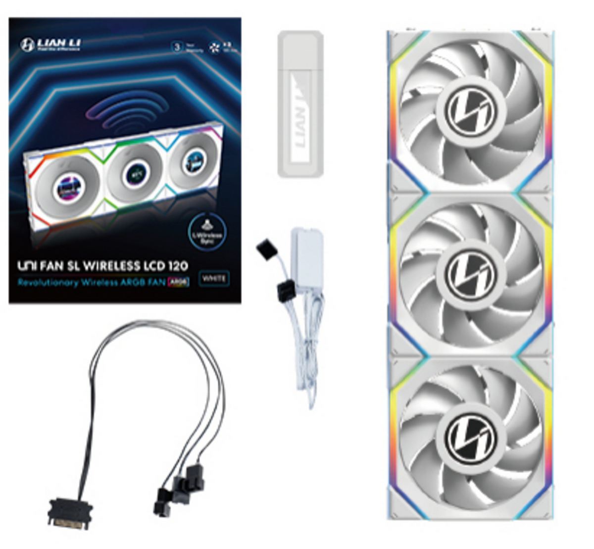 Lian Li Ventilatore Uni Fan SL / 12SLLCD1W3W Bianco 3-Pack