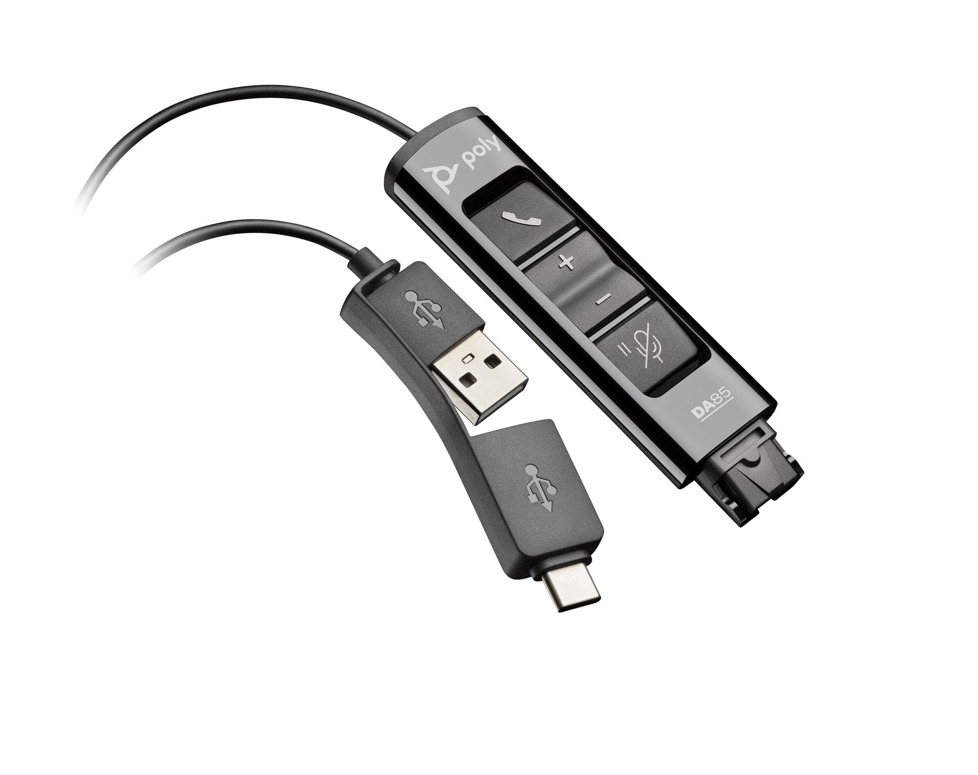 Plantronics/Poly Adaptador DA85 USB to QuickDisconnect / 786C7AA Negro