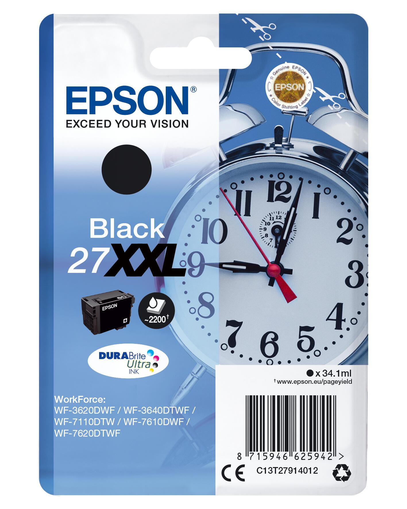 Epson Tinte 27XXL / C13T27914012 Schwarz XXL