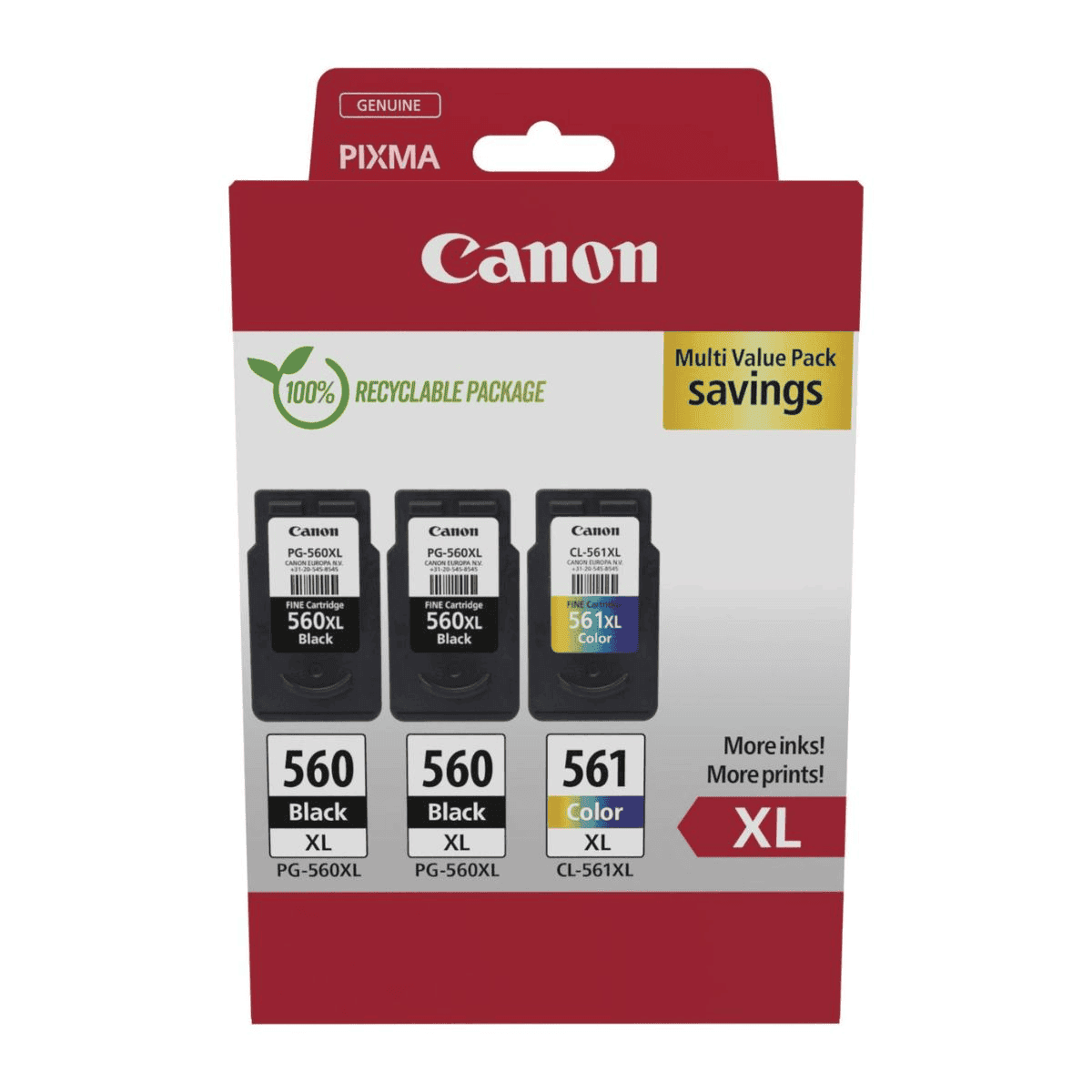 Canon Tinte PG-560XL/CL-561XL / 3712C009 2xBK,C,M,Y XL Multipack Canon Tinte PG-560XL/CL-561XL / 3712C009 2xBK,C,M,Y XL Multipack
