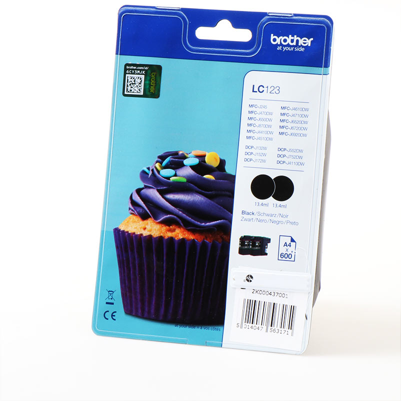 Brother Encre LC-123BKBP2DR / LC123BKBP2DR Noir Double pack sous blister