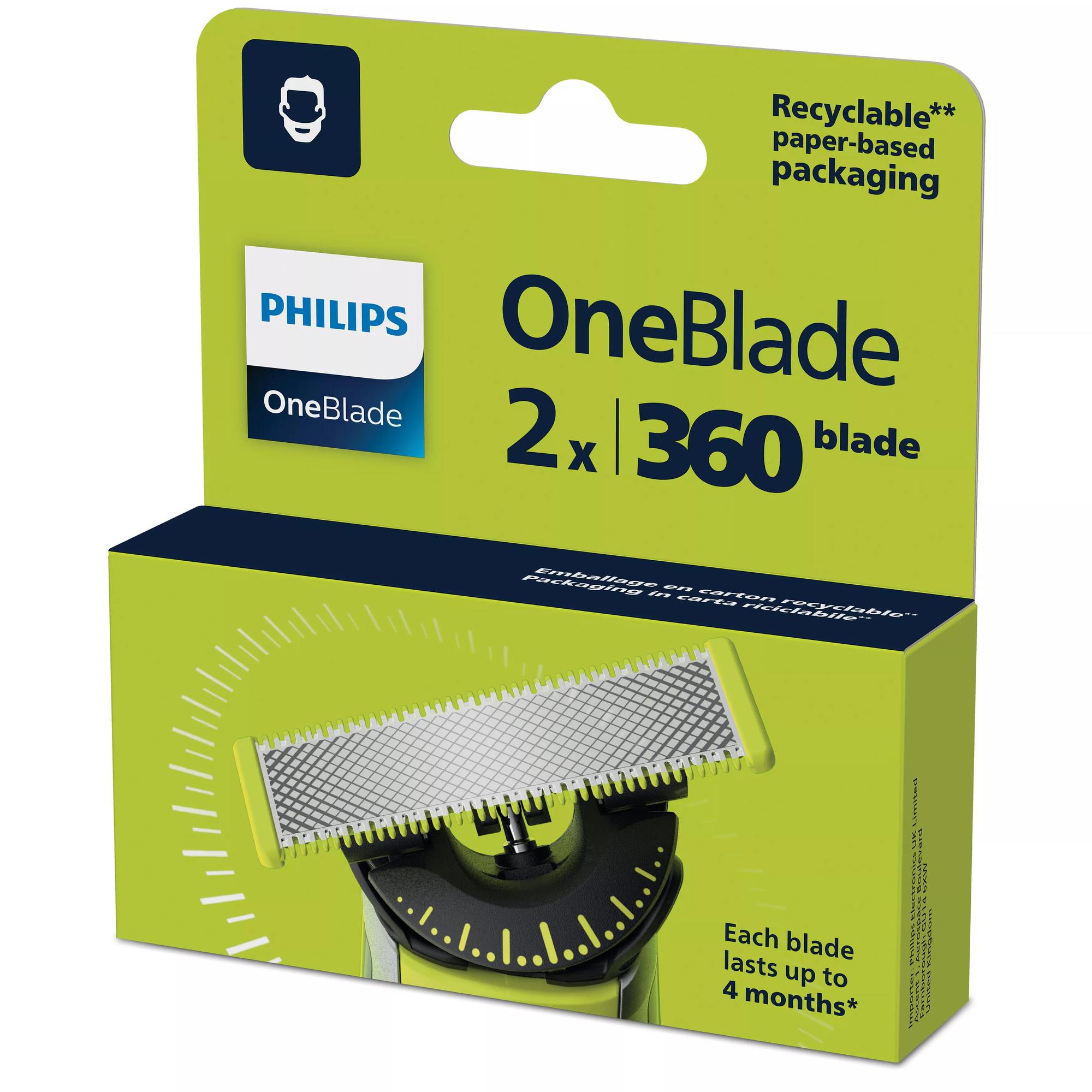 Philips Lame de rasoir OneBlade 360 / QP420/50 Argent, jaune Doppelpack