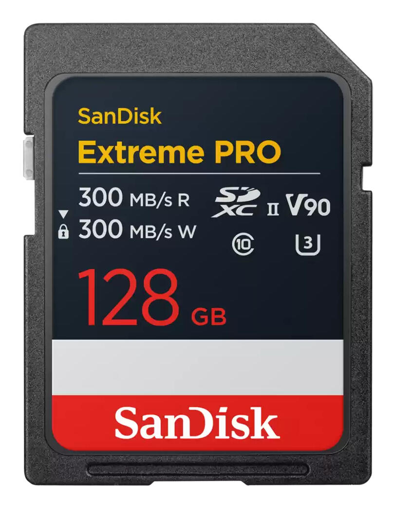 SanDisk Tarjeta SD Extreme Pro 128GB V90 / SDSDXDM-128G-GN4IN Negro