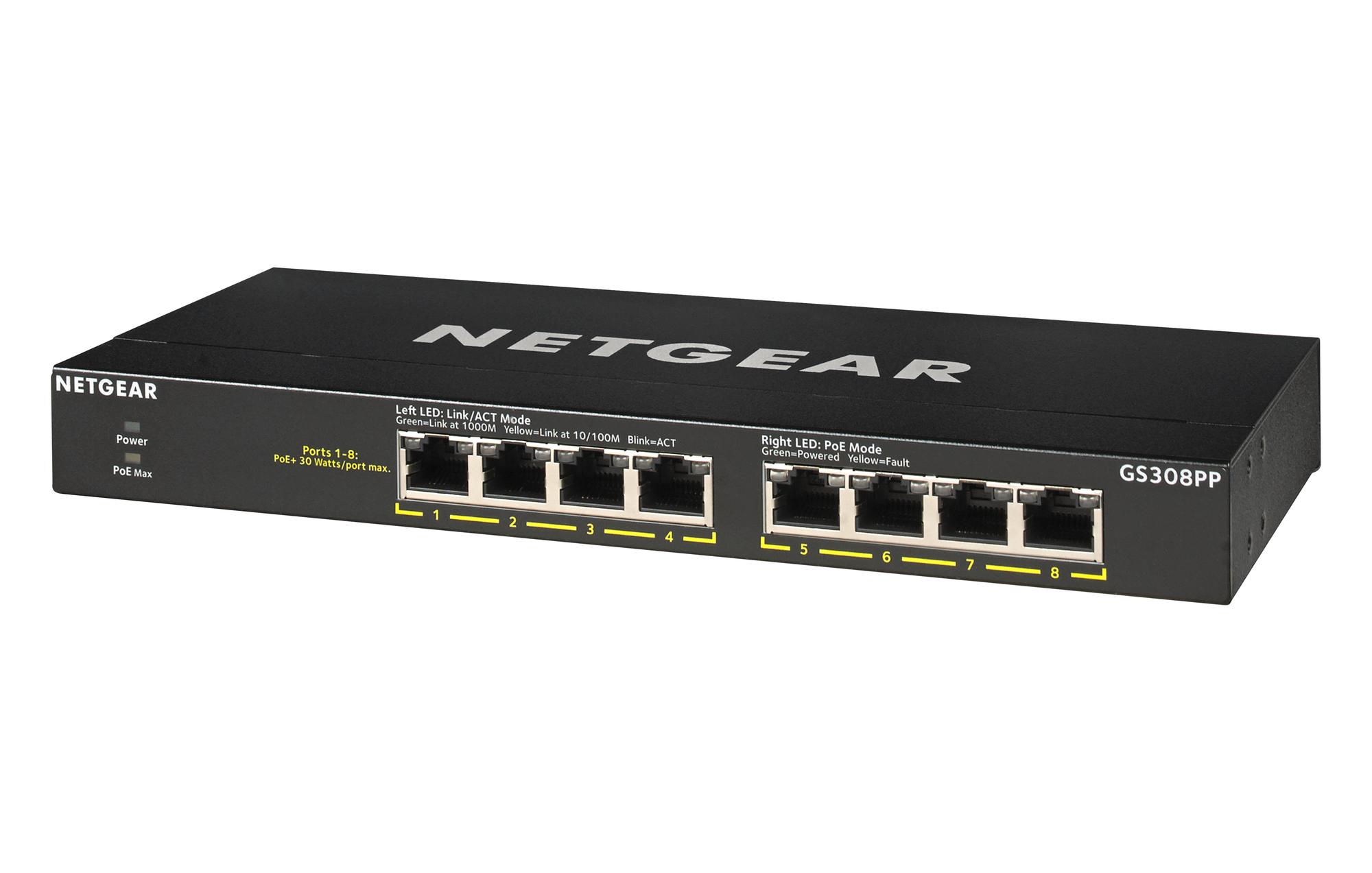 Netgear Interruttore GS308PP / GS308PP-100EUS Nero