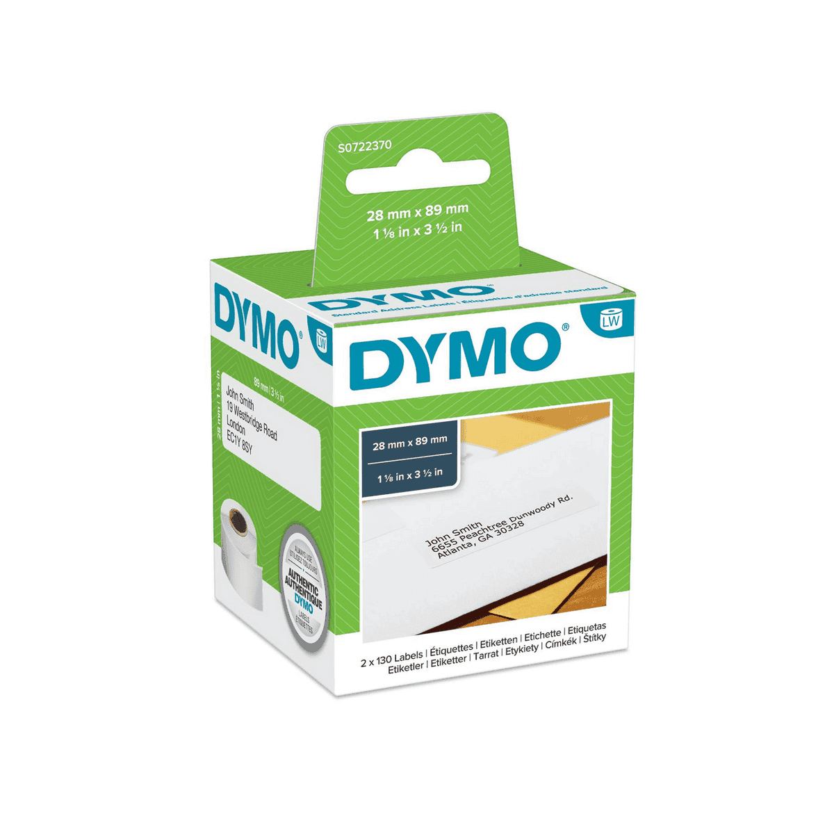 Dymo Label 99010 / S0722370 Black on White Double pack