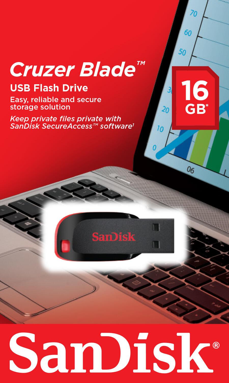 SanDisk USB stick Cruzer Blade 16GB / SDCZ50-016G-B35 Black, red