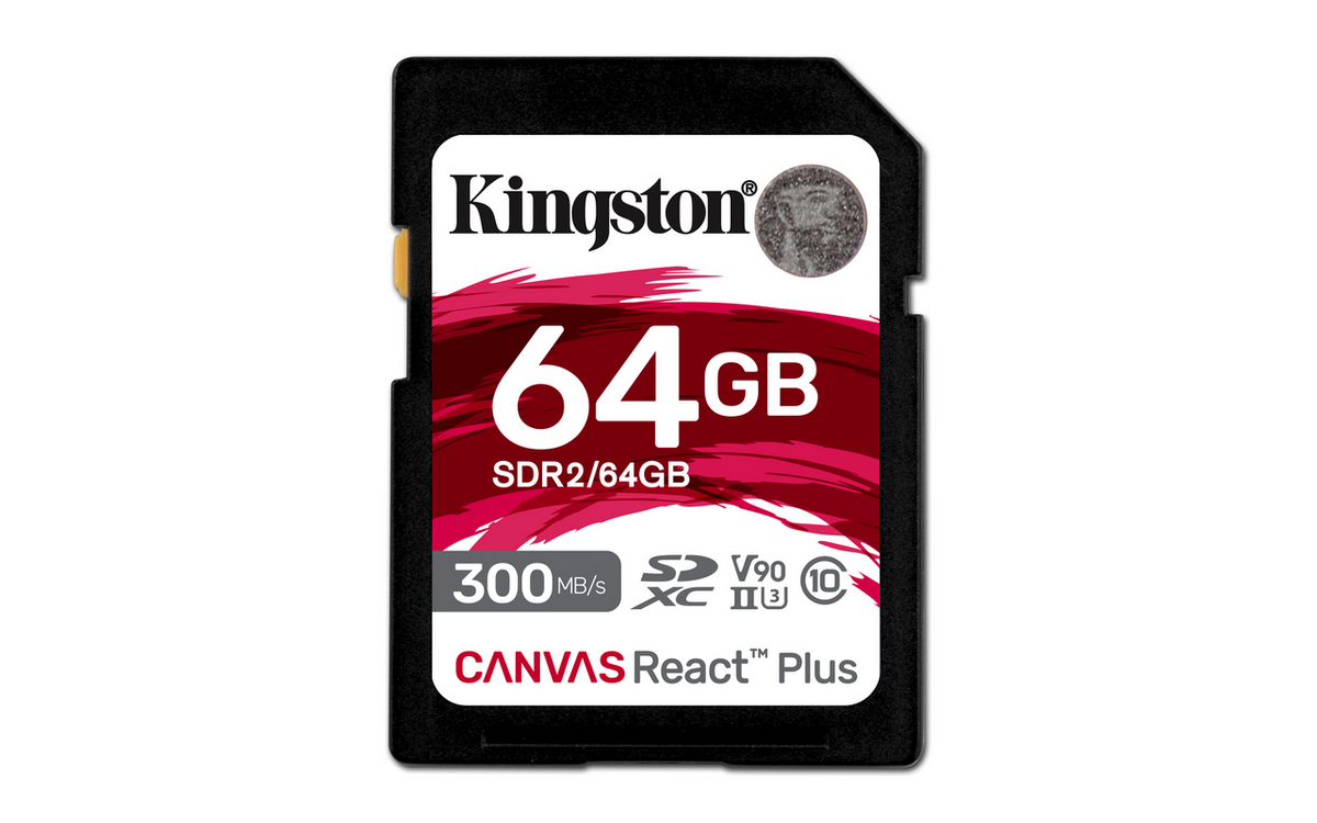 Kingston Tarjeta SD Canvas React Plus 64GB V90 / SDR2/64GB Blanco/Rojo