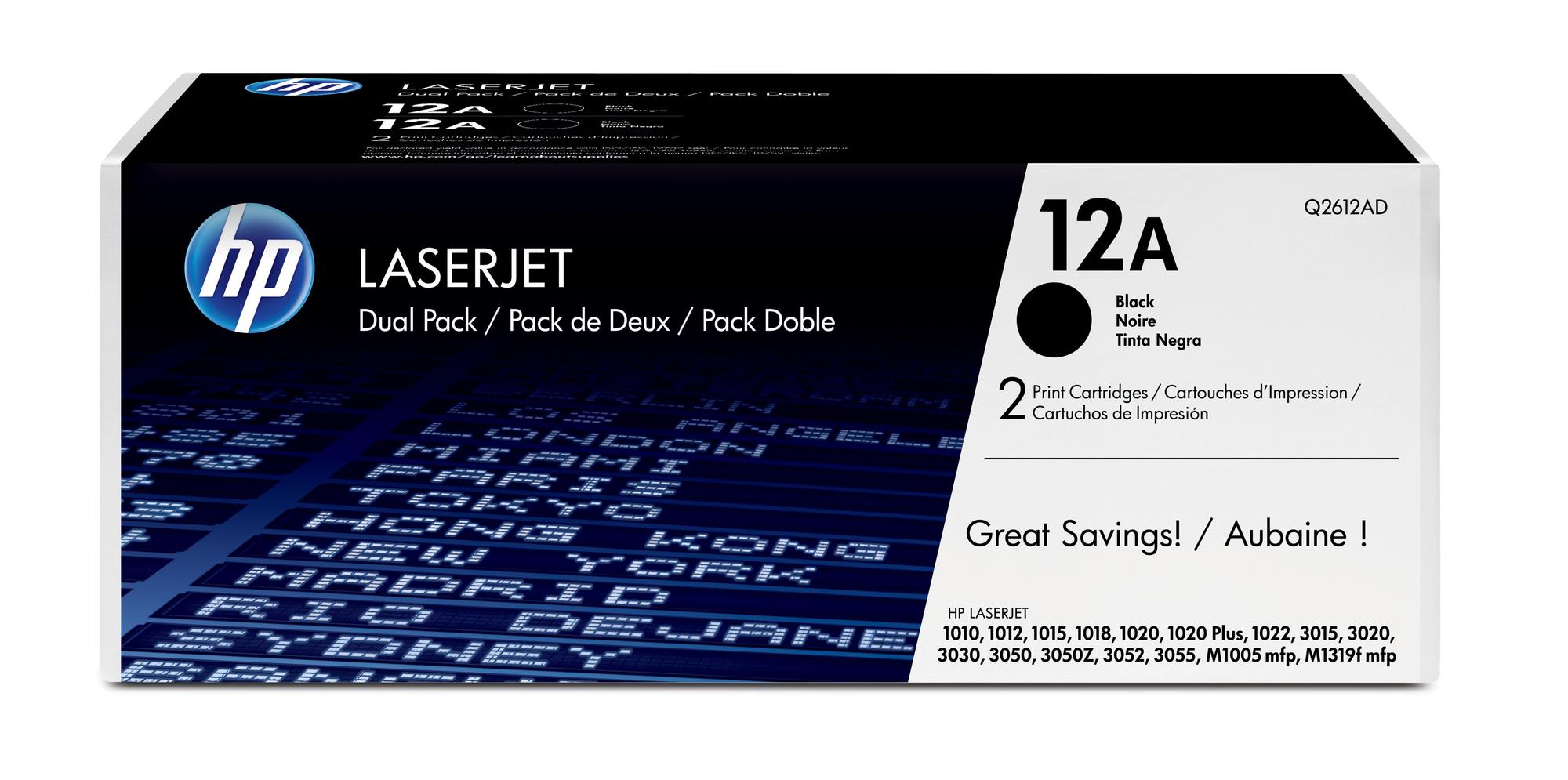 HP Toner 12AD / Q2612AD Noir Doppelpack