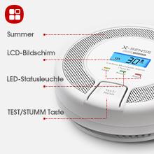 X-Sense Carbon monoxide detector CO03D-W / ZASXS00145WEU White, grey