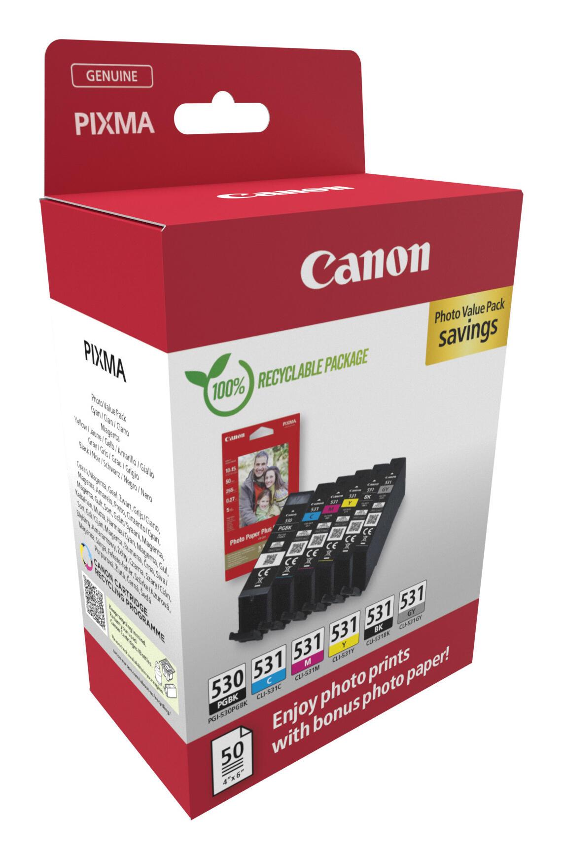 Canon Tinte PGI-530/CLI-531 / 6117C004 BK,C,M,Y,PBK,GY Multipack