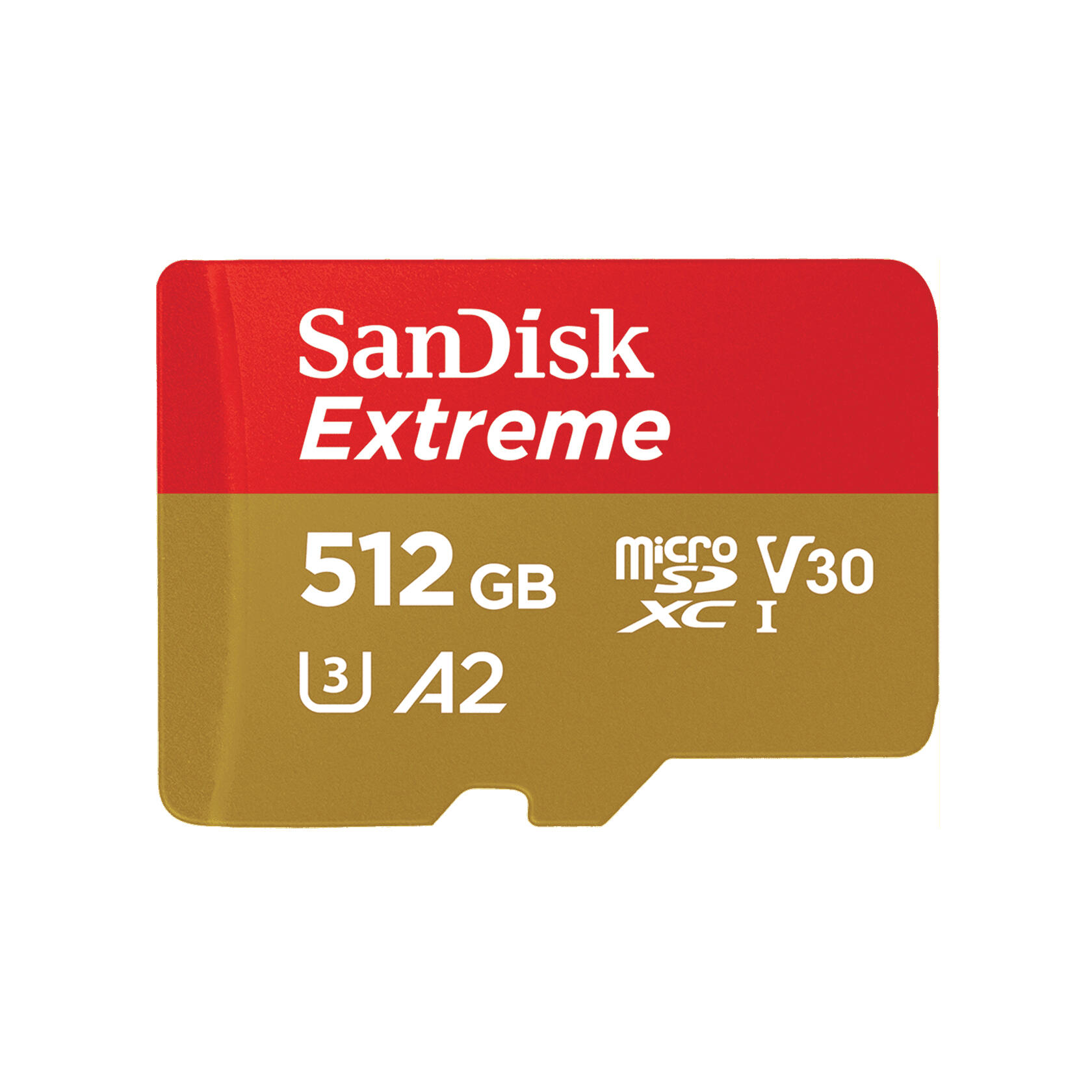 SanDisk Micro SD card Extreme 512GB V30 / SDSQXAV-512G-GN6MA Gold, red S