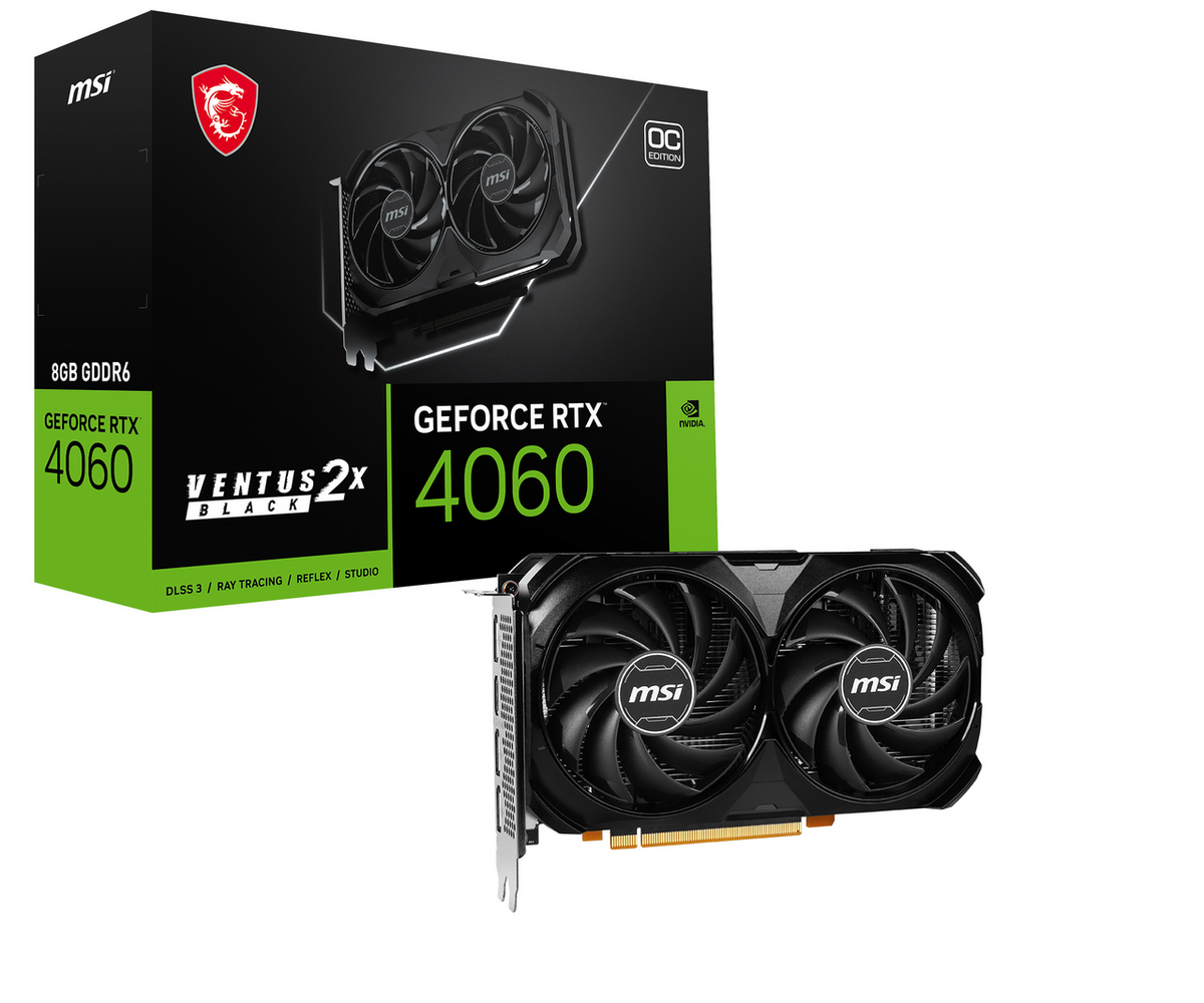 MSI Grafikkarte GeForce RTX 4060 Ventus 2X Black OC 8G / V516-004R Schwarz