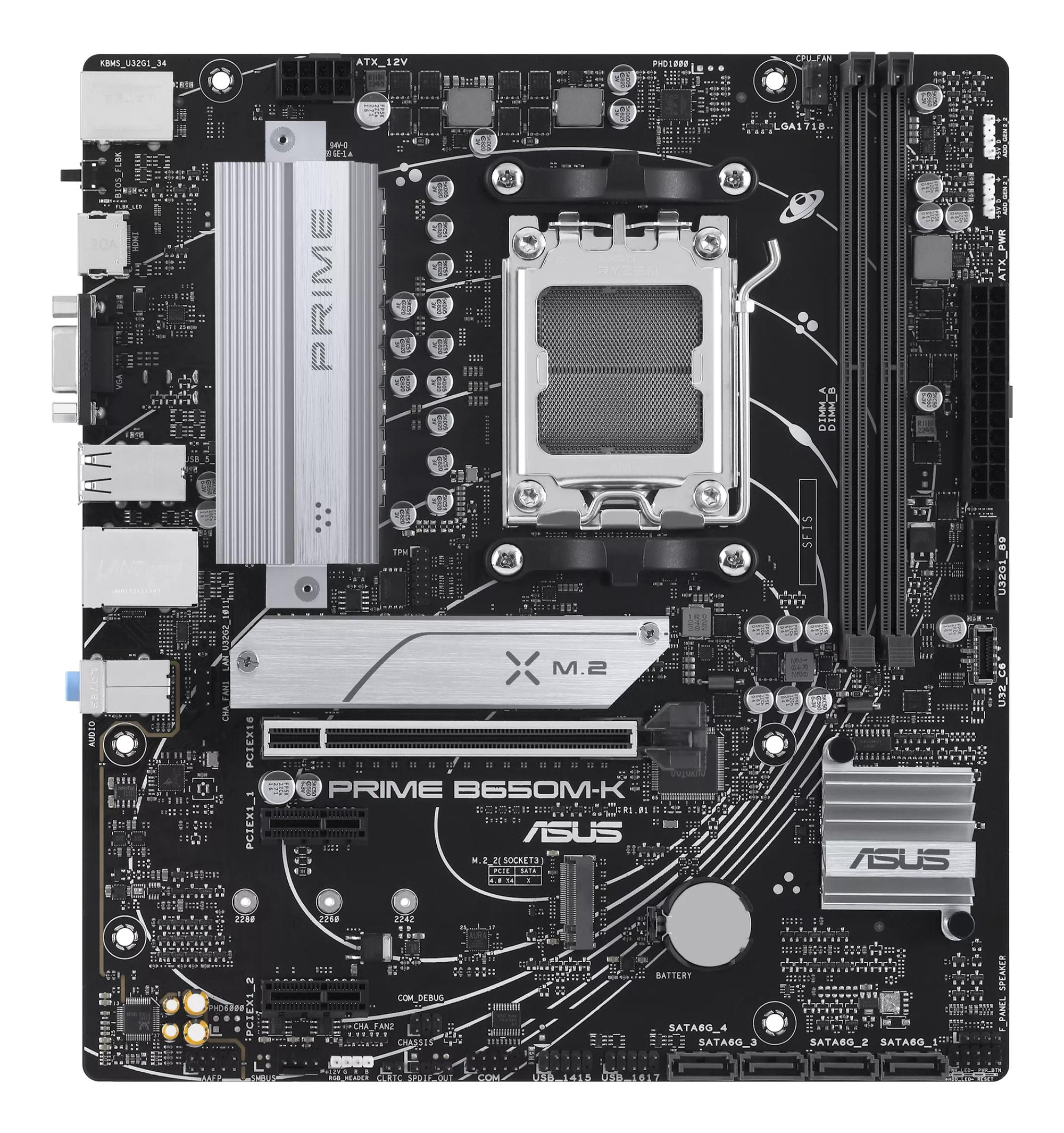 ASUS Mainboard Prime B650M-K / 90MB1F60-M0EAY0 Schwarz, Grau