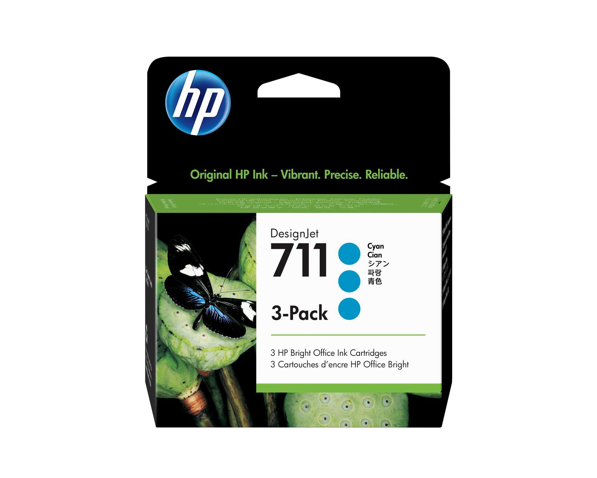 HP Ink 711 / CZ134A Cyan 3-Pack