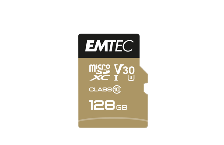 EMTEC Micro SD-Karte 128GB UHS-I U3 V30 A1 SpeedIN Pro / ECMSDM128GXC10SP Gold