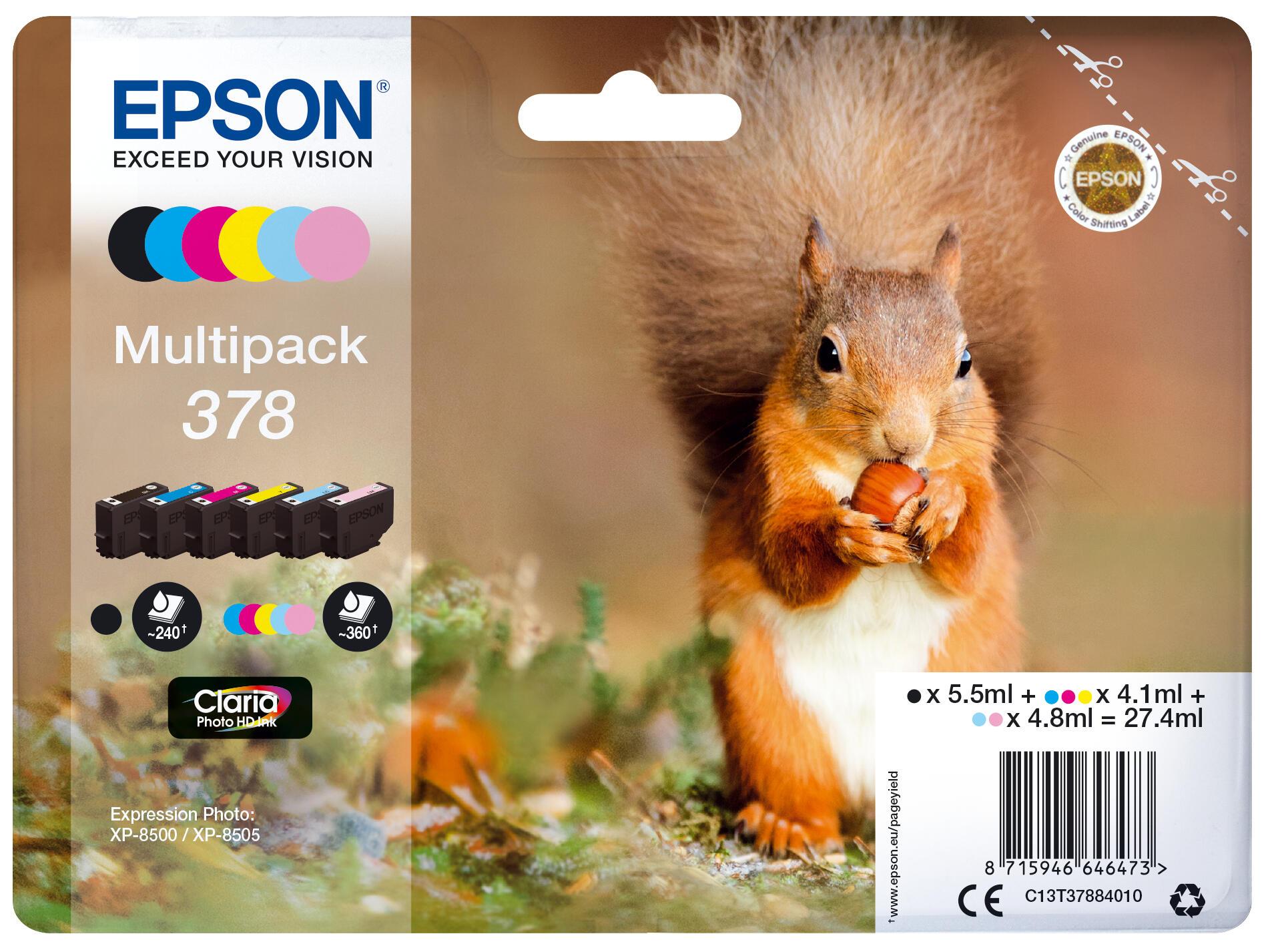 Epson Encre 378 / C13T37884010 BK,C,M,Y,LM,LC Multipack