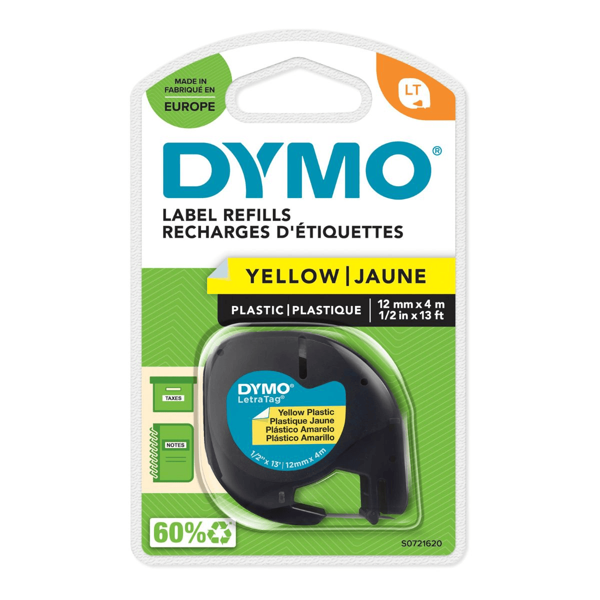 Dymo Label S0721620 Black on Yellow