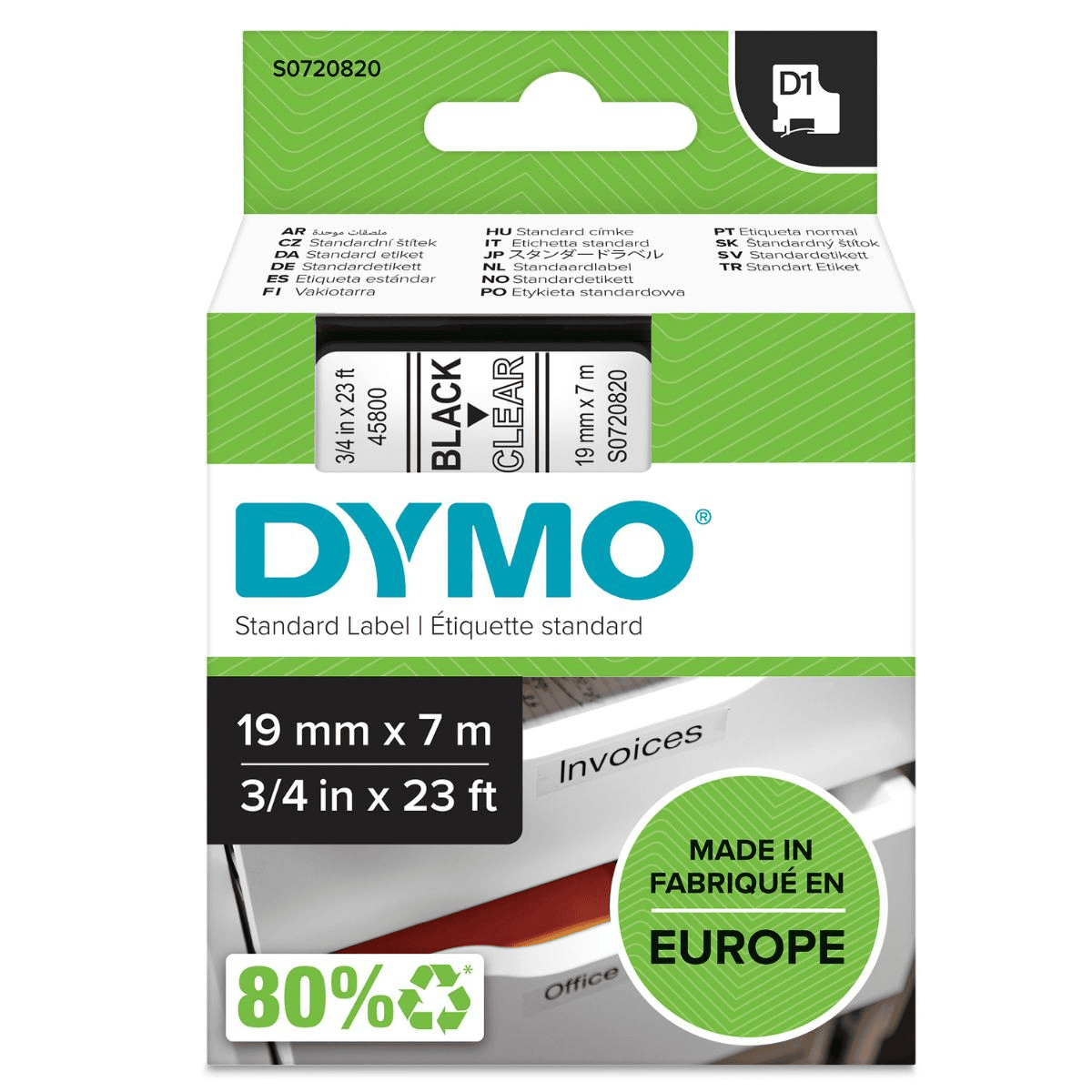 Dymo Farbband 45800 / S0720820 Schwarz auf Transparent