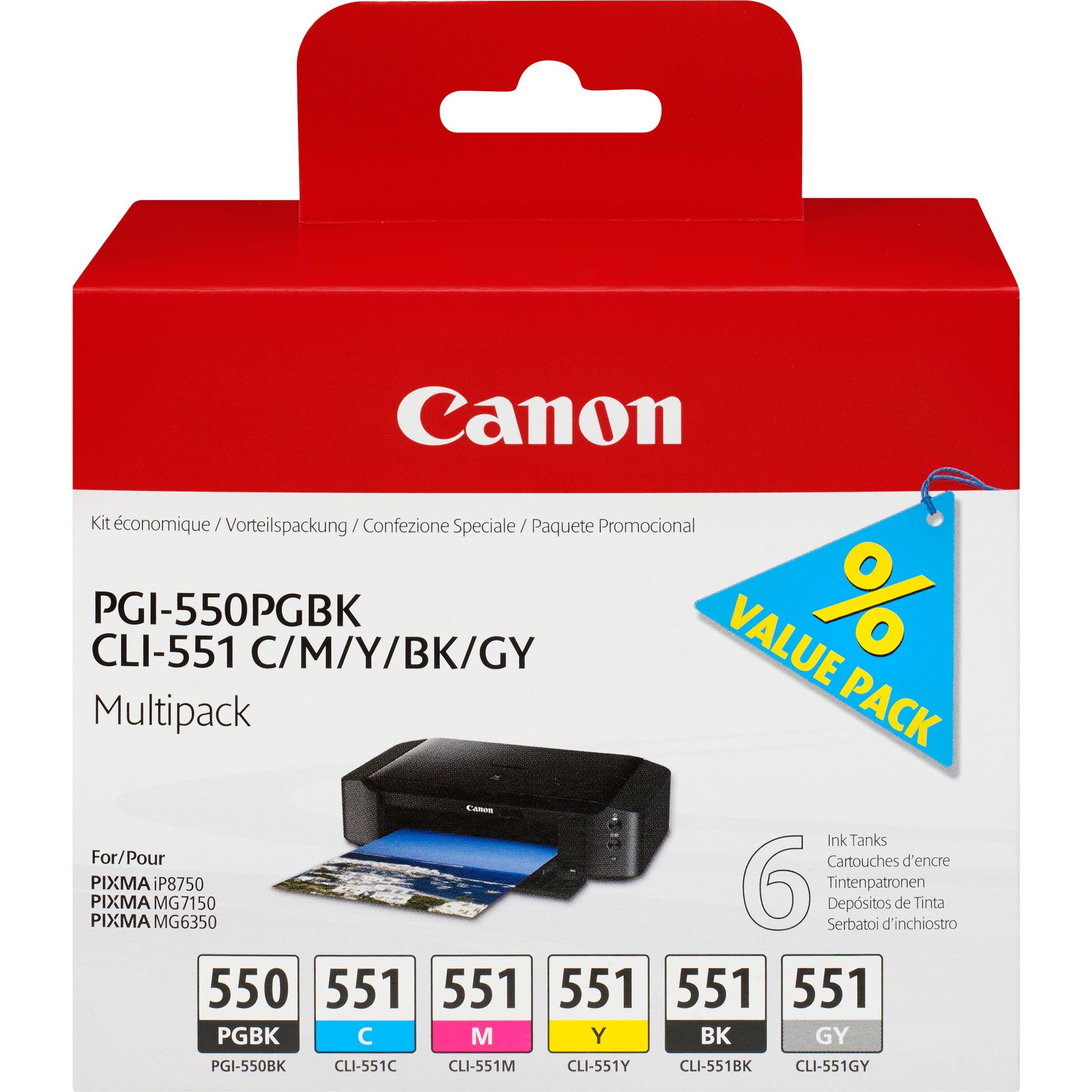 Canon Ink PGI-550/CLI-551 / 6496B005 PBK,PC,PGY,PM,BK,PY Multipack
