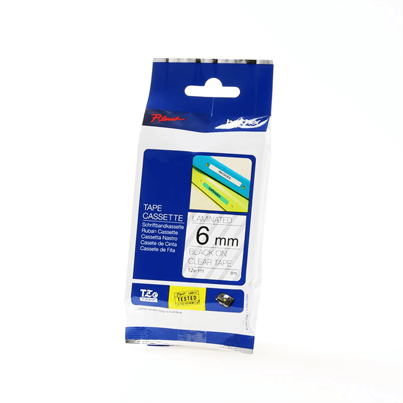Brother Ribbon TZE-111 Black on transparent