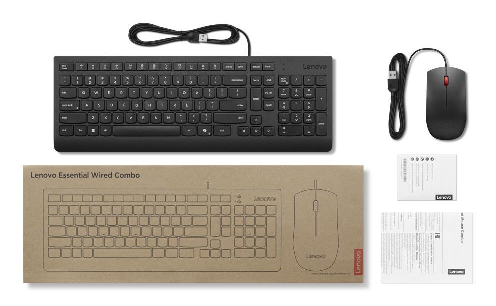 Lenovo Set de ratón y teclado Essential Wired Combo / 4X31R64414 Negro