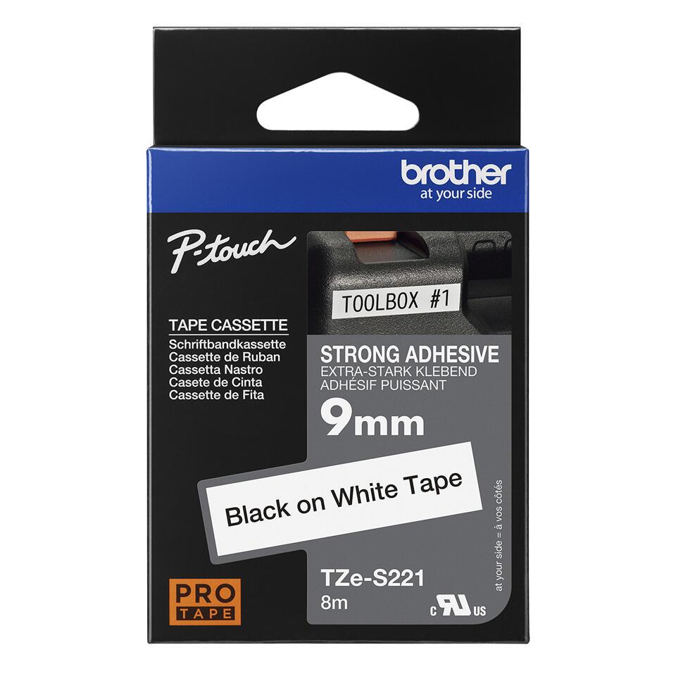 Brother Cinta de color TZE-S221 / TZES221 Negro, blanco