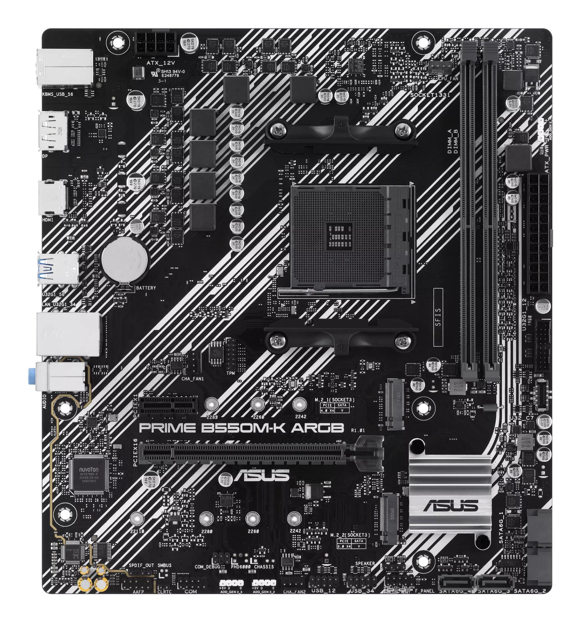ASUS Mainboard Prime B550M-K ARGB / 90MB1GC0-M0EAY0 Black, grey