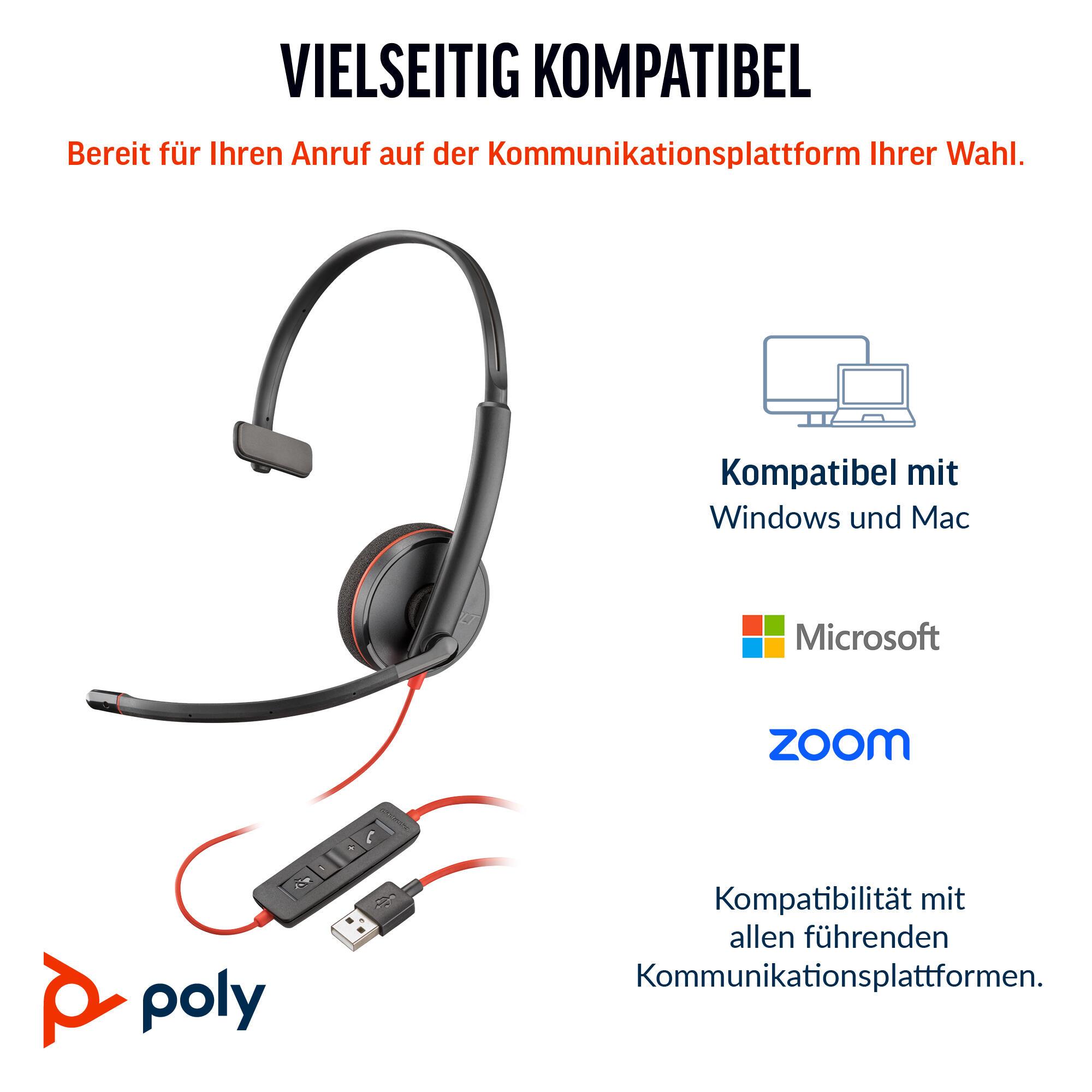 Plantronics/Poly Auriculares Blackwire 3210 / 8X214AA Negro