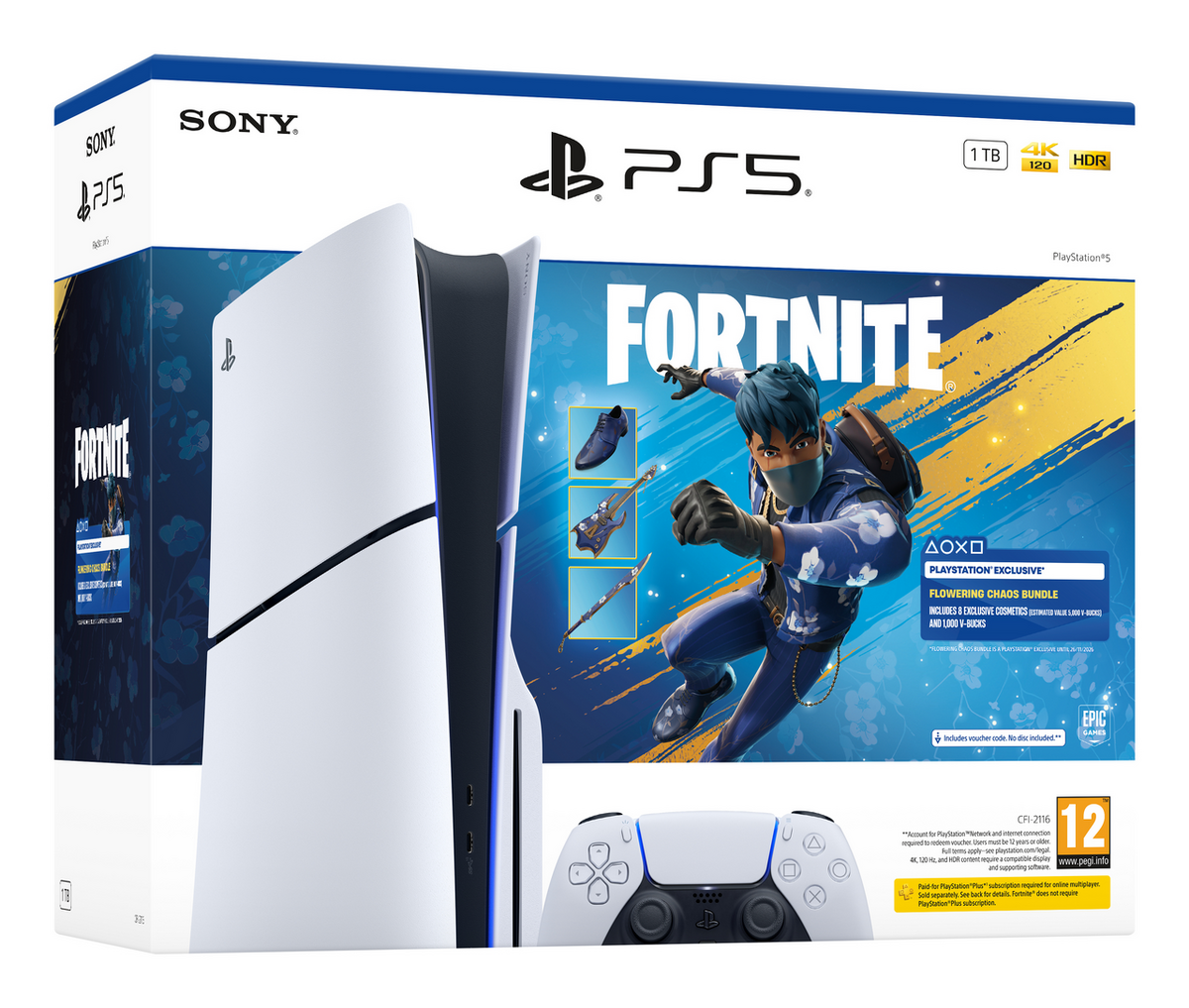 Sony Consola PS5 Slim 1 TB Fortnite Flowering Chaos Bundle / 1000049836 Blanco