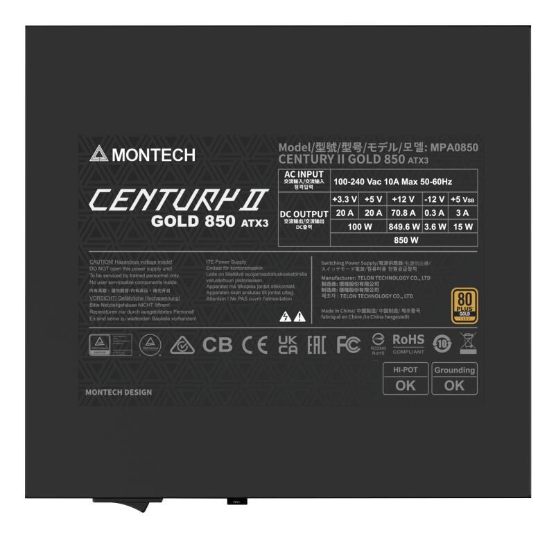 Montech Alimentation pour PC CENTURY II 850W / CENTURY II 850W Argent, noir