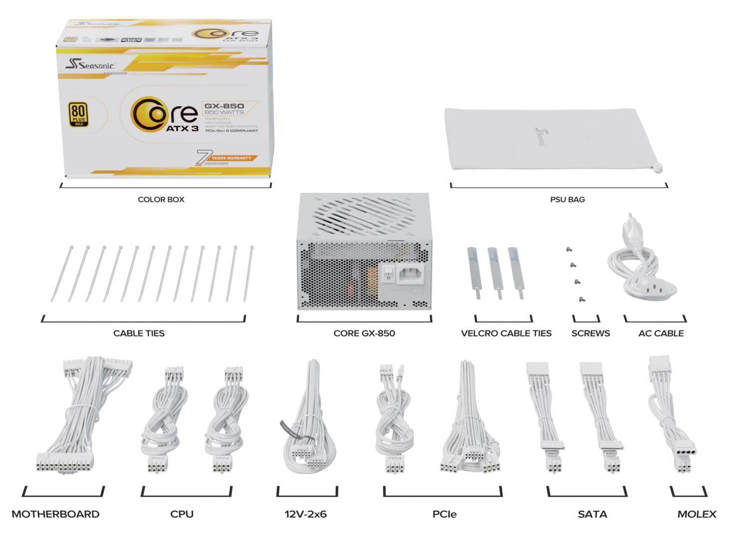 Seasonic Alimentation pour PC Core GX-850 V2 / SRP-CGX851-A5A32SF-W Blanc