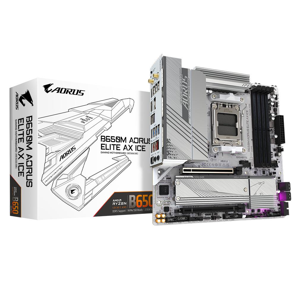 GIGABYTE Carte mère B650M AORUS ELITE AX ICE / B650M A ELITE AX ICE Blanc