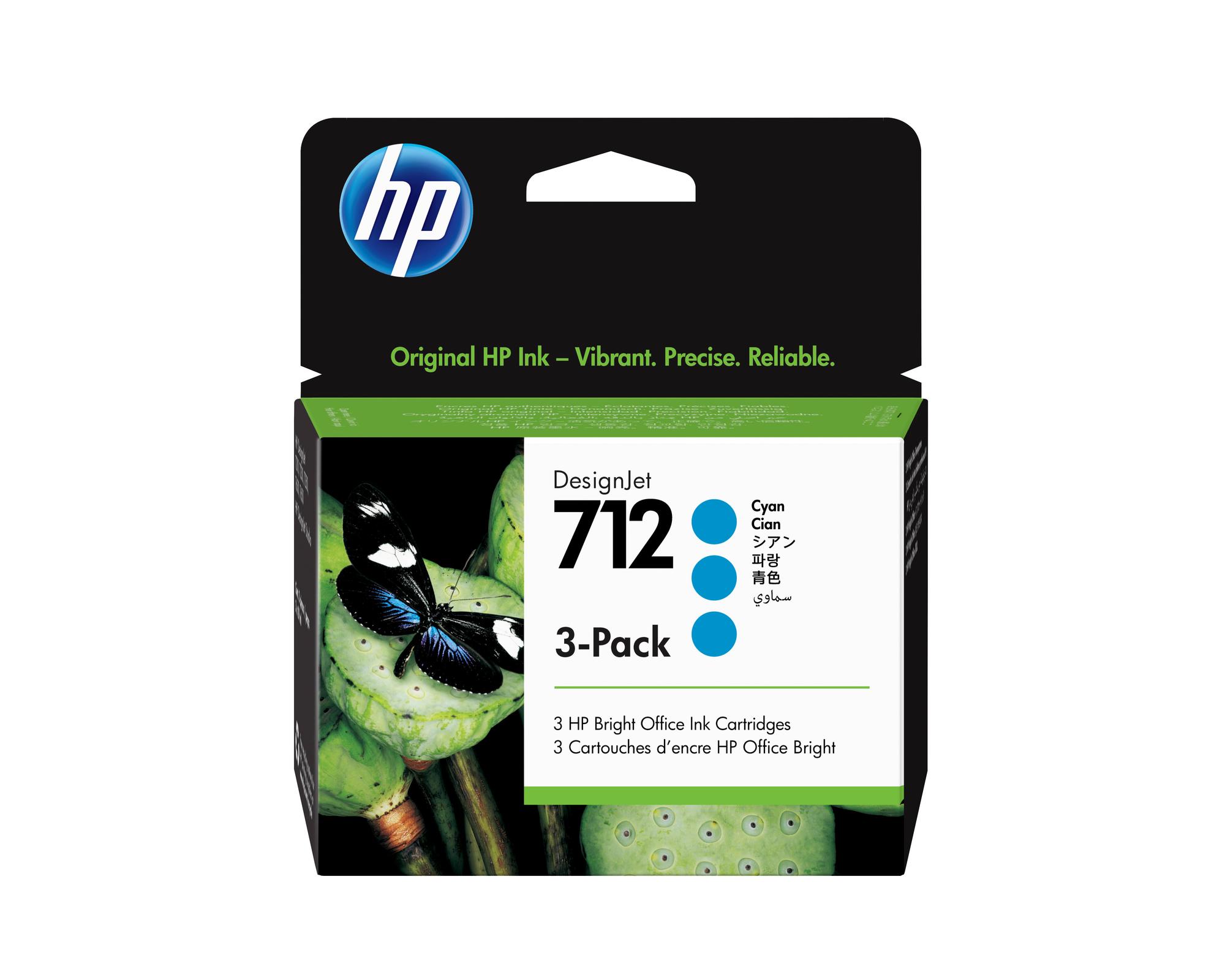 HP Ink 712 / 3ED77A Cyan 3-Pack