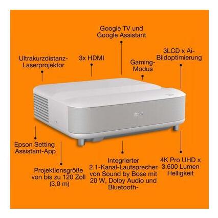 Epson Beamer Lifestudio Grand EH-LS670W / V11HB82040 Blanc