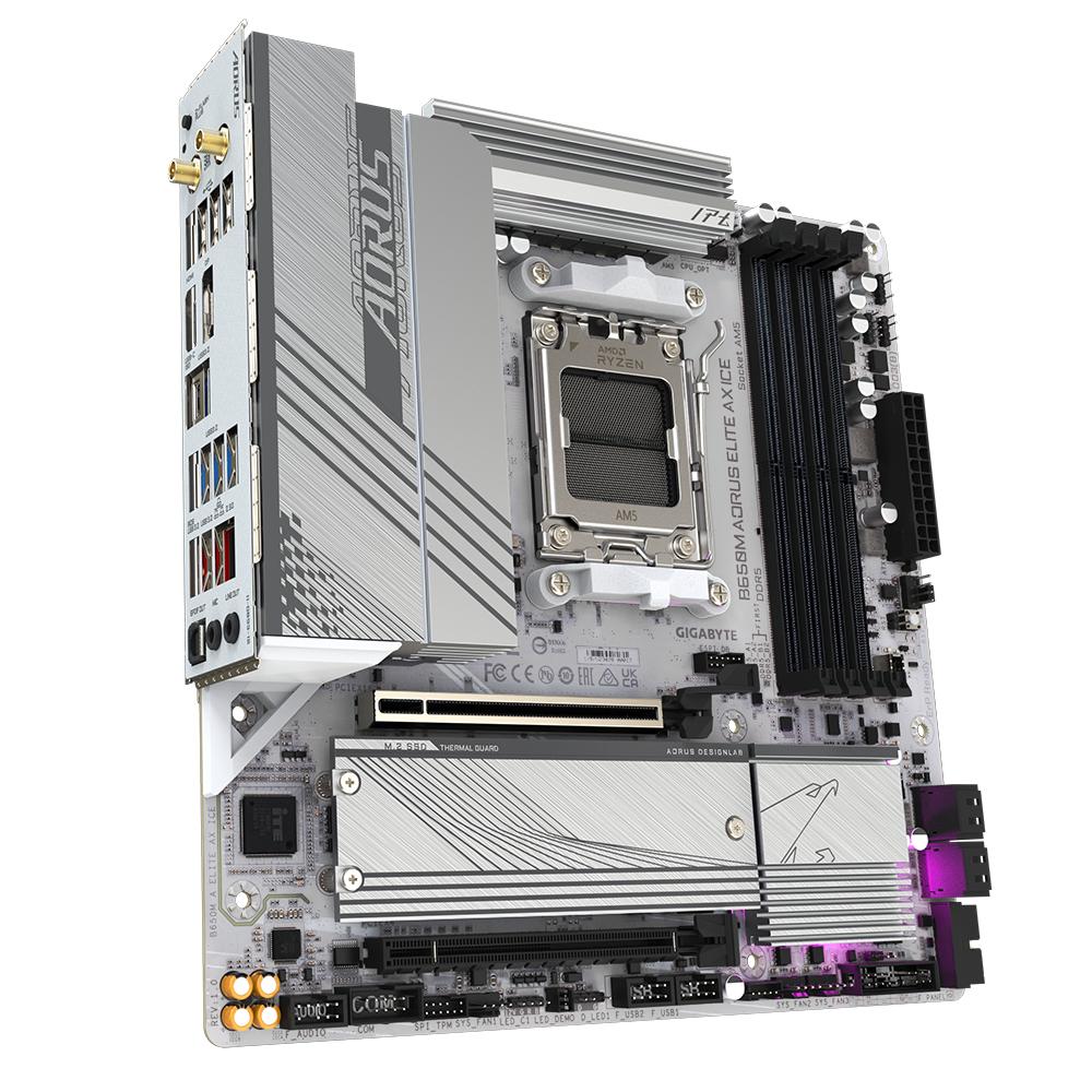 GIGABYTE Carte mère B650M AORUS ELITE AX ICE / B650M A ELITE AX ICE Blanc