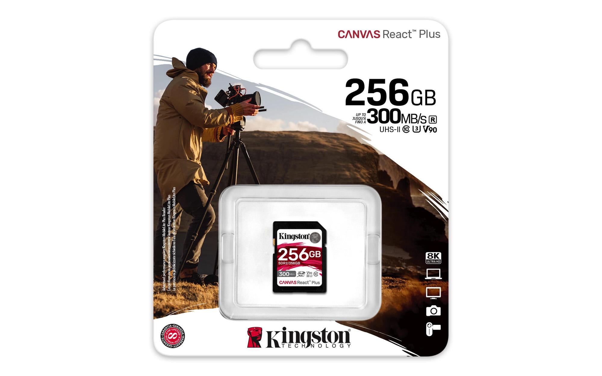 Kingston Scheda SD Canvas React Plus 256GB V90 / SDR2/256GB Nero