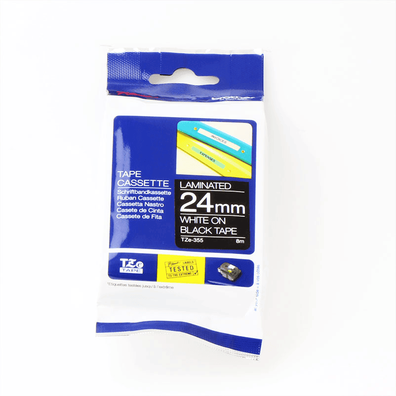 Brother Ruban encreur TZE-355 Blanc sur noir