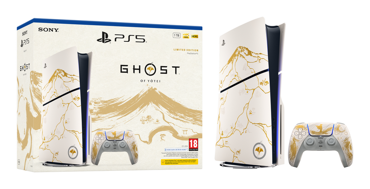 Sony Console PS5 Slim Ghost of Yotei Gold Ltd Ed / 1000048366 Blanc