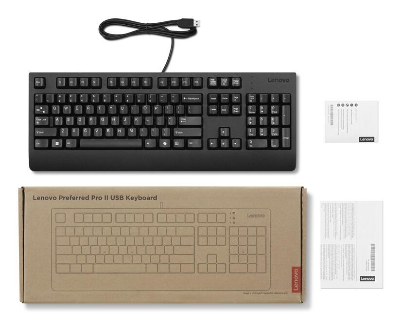 Lenovo Tastatur Preferred Pro II USB AI / 4Y41R64596 Schwarz