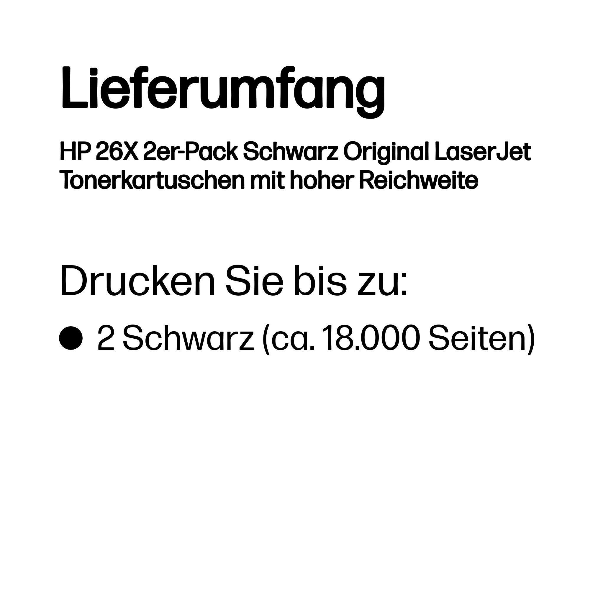 HP Tóner 26X / CF226XD Negro XL Doppelpack
