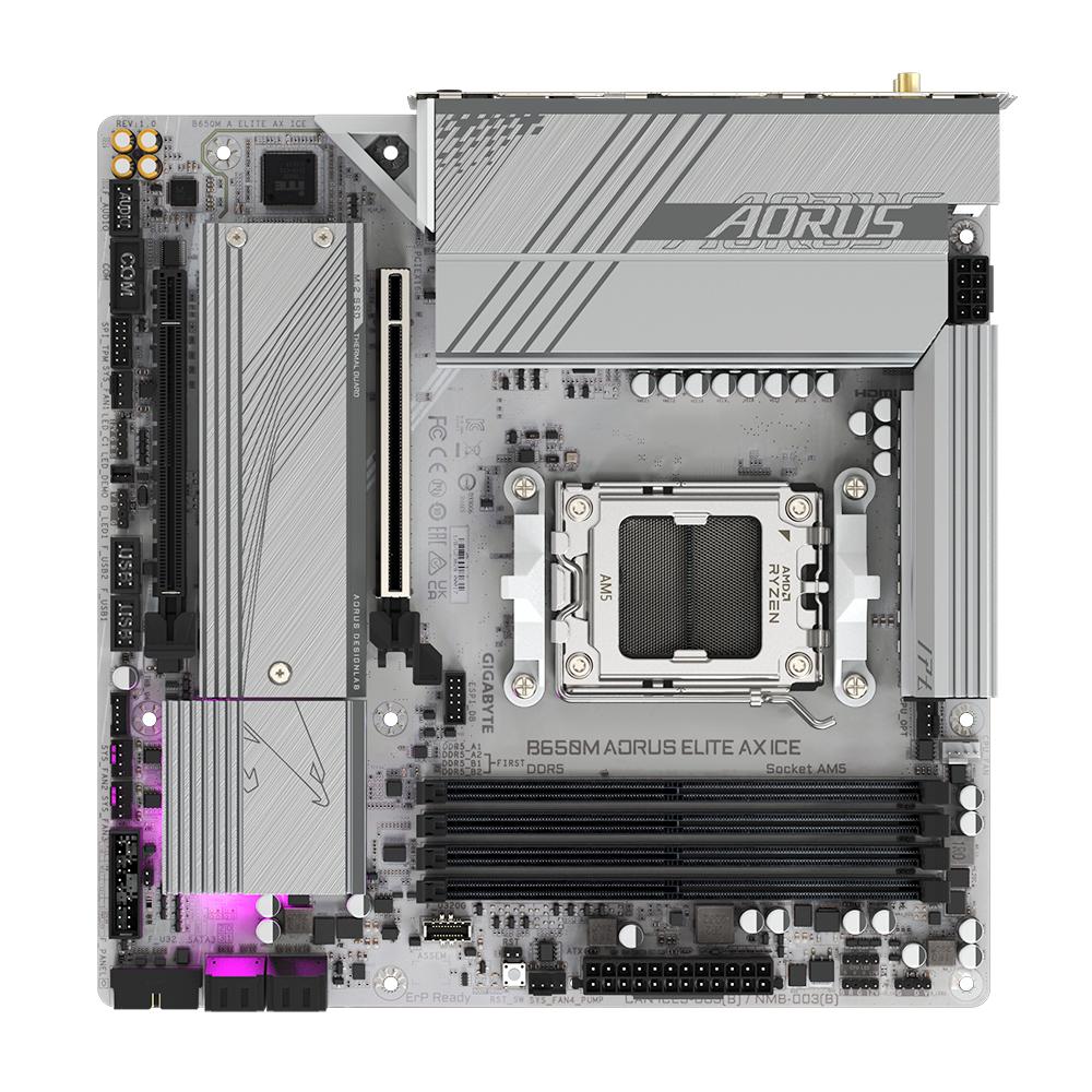 GIGABYTE Carte mère B650M AORUS ELITE AX ICE / B650M A ELITE AX ICE Blanc
