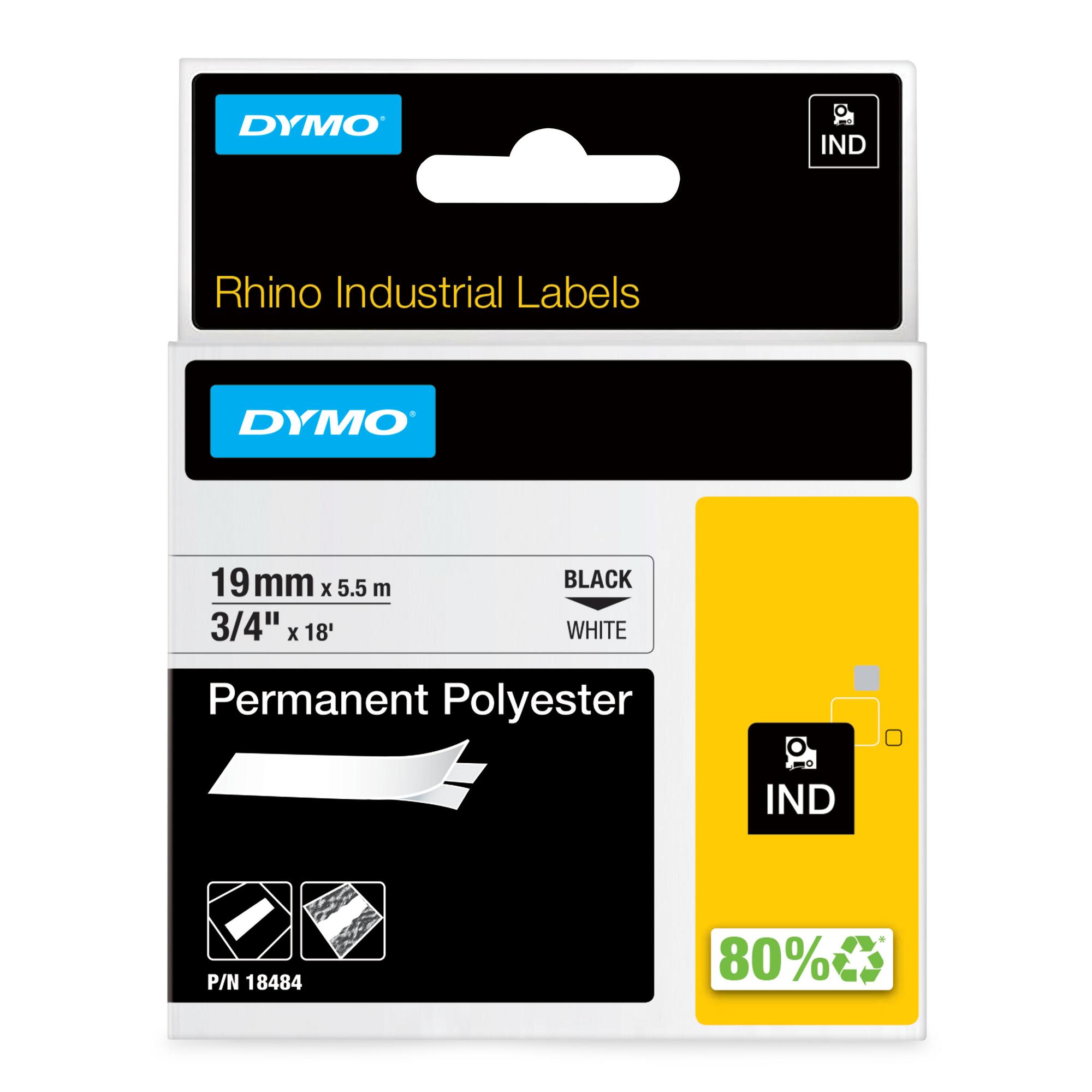 DYMO Farbband Rhino Industrial Polyester / 18484 Schwarz, Weiß XL