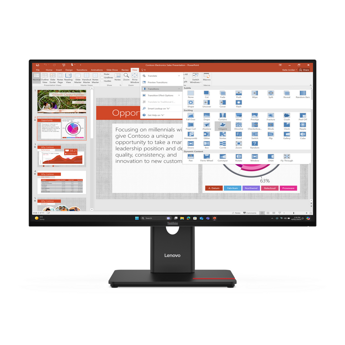 Lenovo Monitor ThinkVision T27-40 / 64A5MAT6EU Black (27 ")