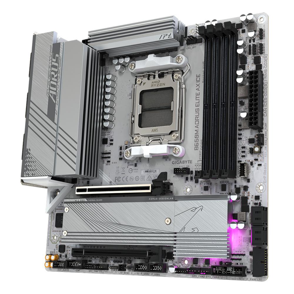 GIGABYTE Carte mère B650M AORUS ELITE AX ICE / B650M A ELITE AX ICE Blanc