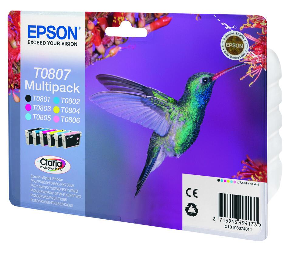 Epson Encre T0807 / C13T08074011 BK,C,M,Y,LM,LC Multipack