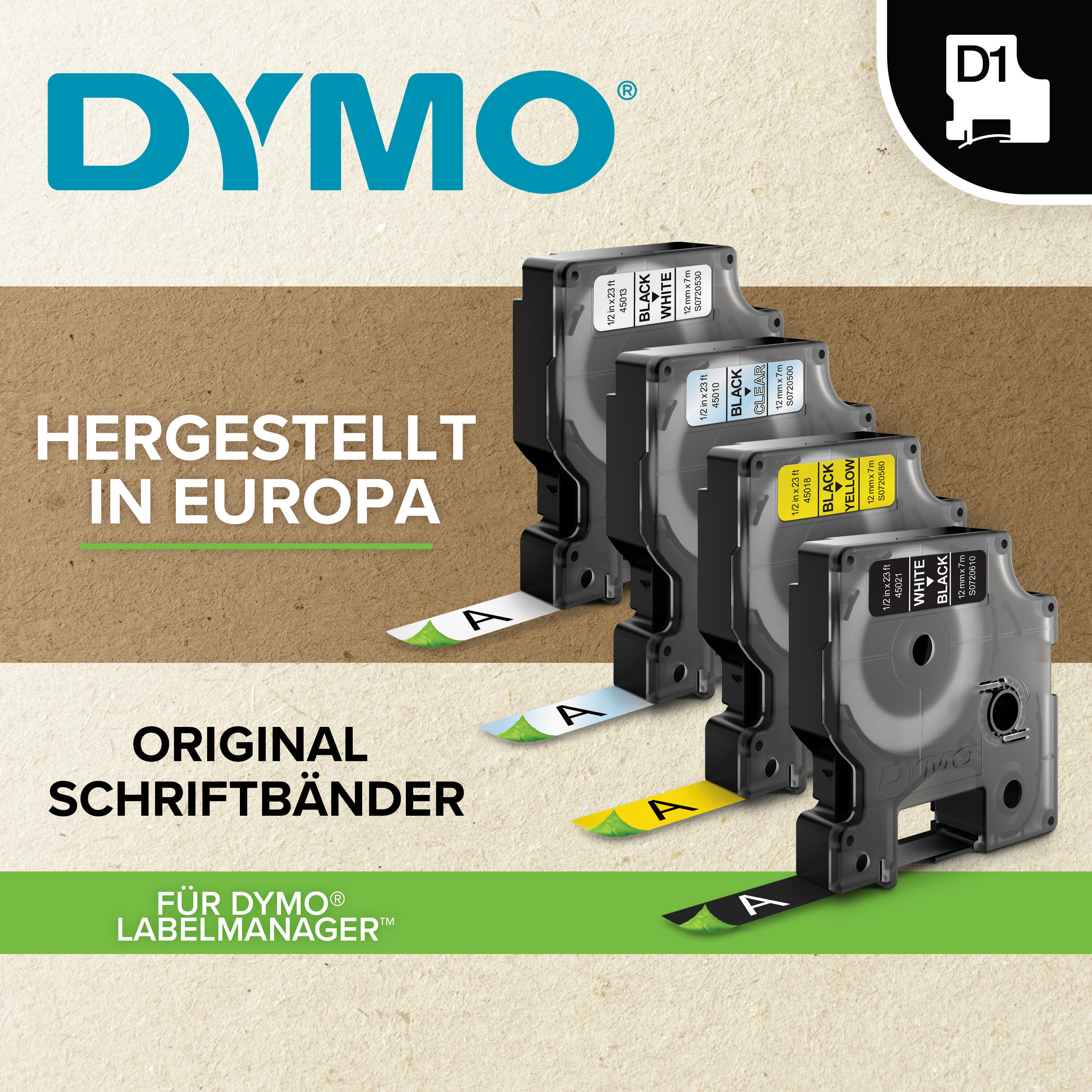DYMO Ruban encreur 45010 / S0720500 Noir sur transparent