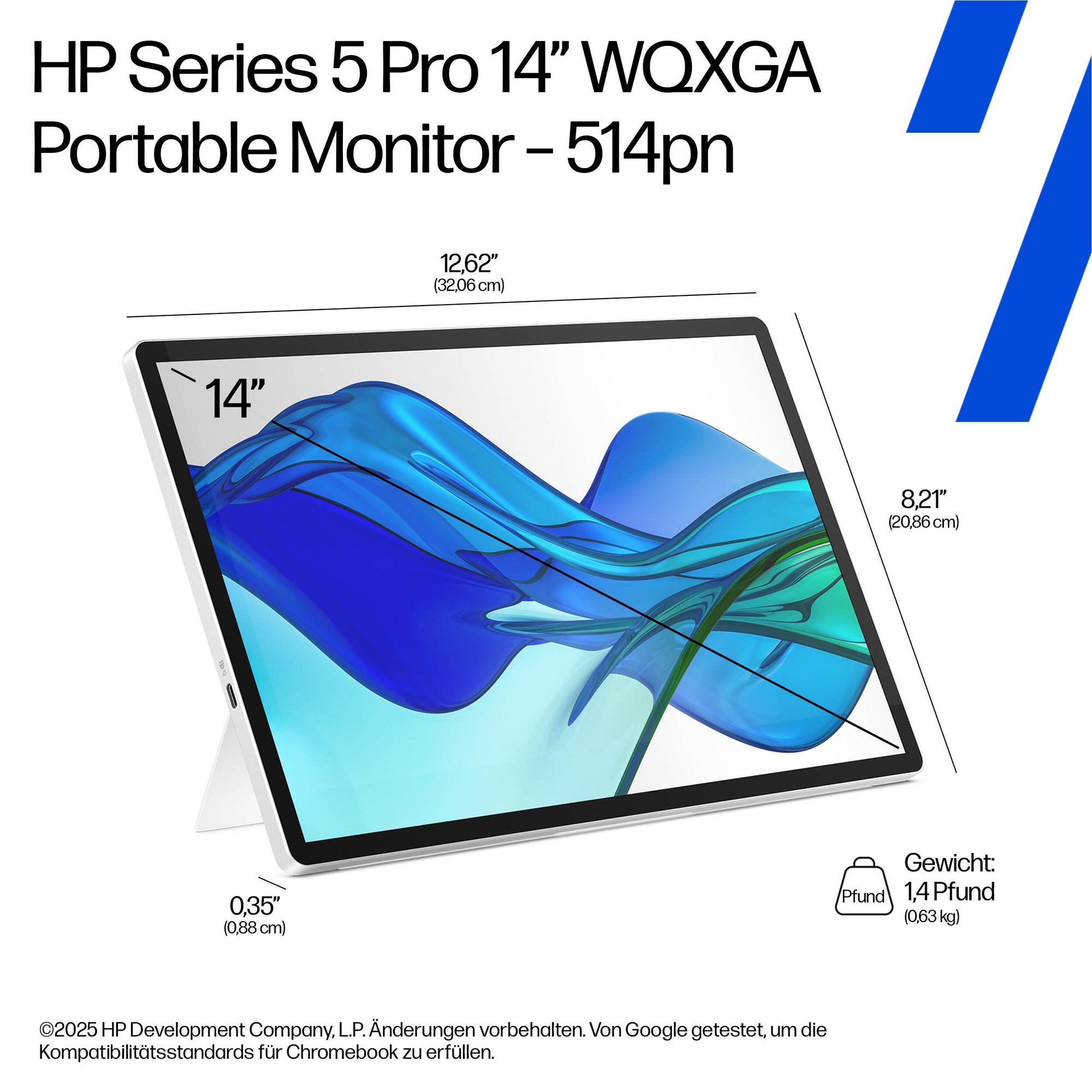 HP Monitor 514pn / B88JWAA#ABB Plata 35,6 cm (14")