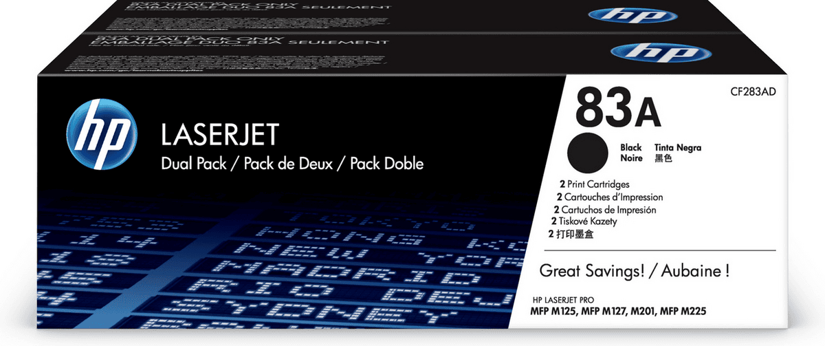 HP Toner 83A / CF283AD Black Double pack