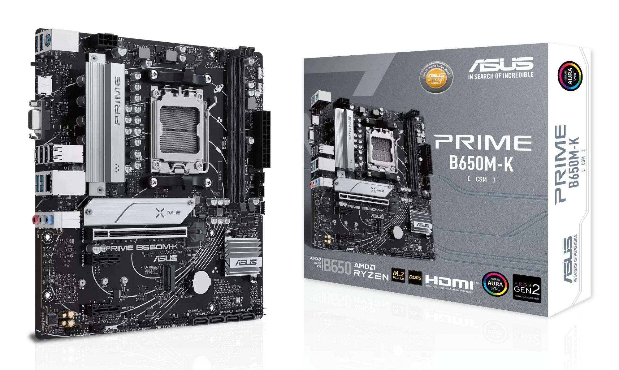 ASUS Mainboard Prime B650M-K / 90MB1F60-M0EAY0 Schwarz, Grau